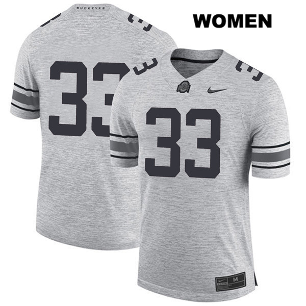Ohio State Buckeyes Women's Dante Booker #33 Gray Authentic Nike No Name College NCAA Stitched Football Jersey GN19Y37CX